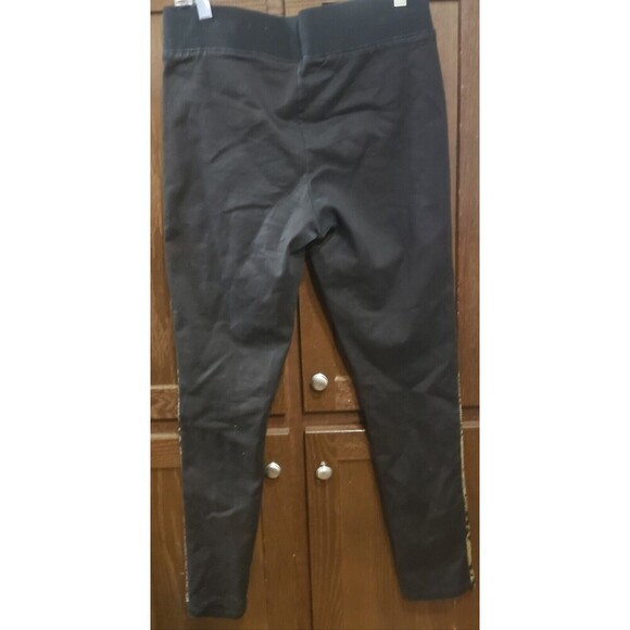 BISOU BISOU BLACK/GOLD COTTON KNIT LEGGINGS, Size Large, Worn Once - Picture 2 of 4